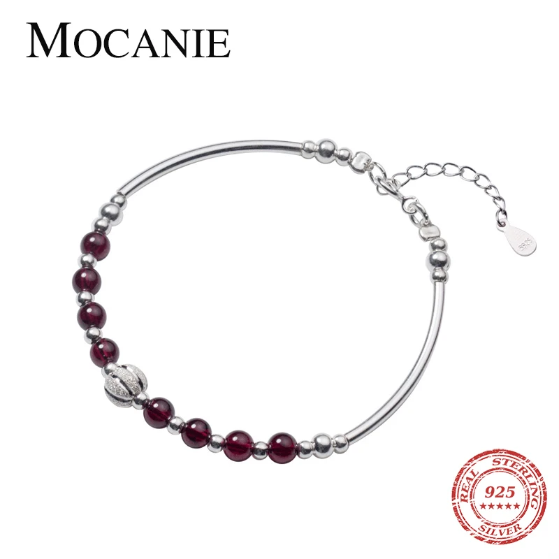 

Mocanie Trendy 925 Sterling Silver Natural Crystal Little Ball Light Beads Bracelet for Women Ethnic Style Bangle Fine Jewelry