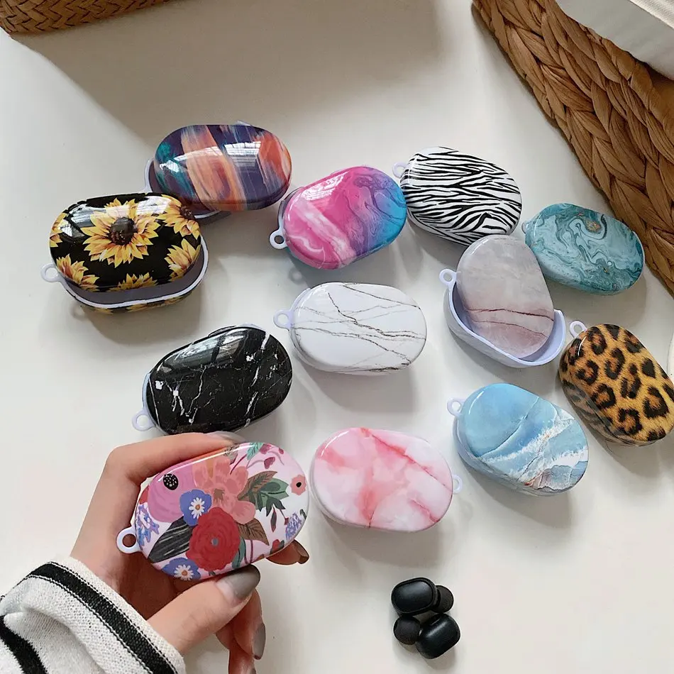 

Чехол для наушников xiaomi Redmi AirDots /AirDots S /airdots 2, винтажный матовый жесткий пластиковый защитный чехол с цветами/мраморным леопардом