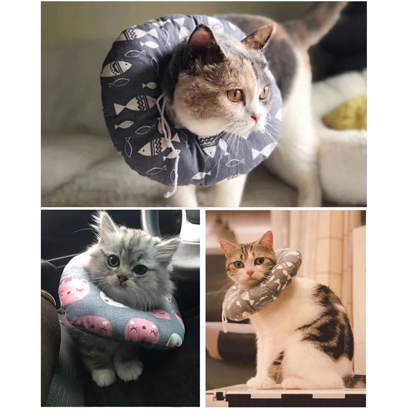 Защитный ошейник для домашних питомцев мягкая регулируемая подкладка кошек и