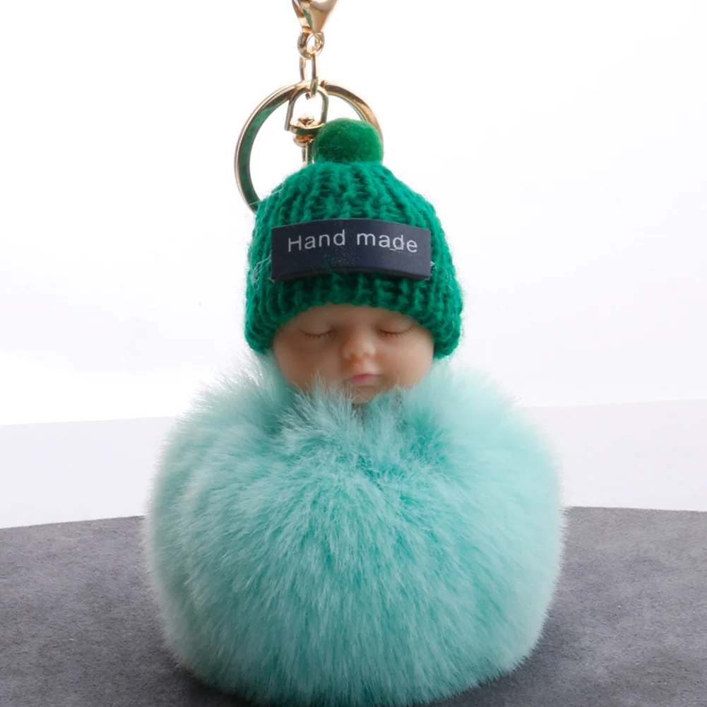 Милый пушистый спальный детский брелок с помпоном из искусственного меха для