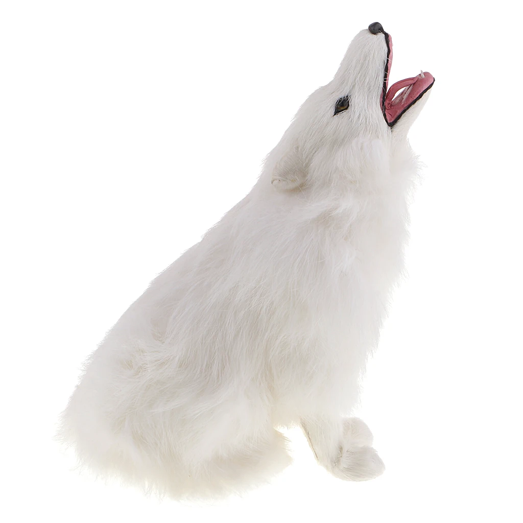 

Artwork Display Wild Animal Sculpture Plush White Wolf Figurines Model Kits