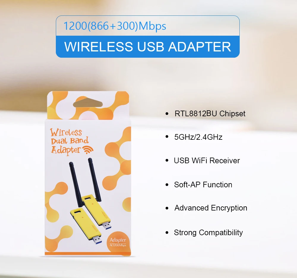 Беспроводная сетевая карта CHIPAL 1200 Мбит/с USB 3 0 Wi Fi адаптер антенна два диапазона 5G 2