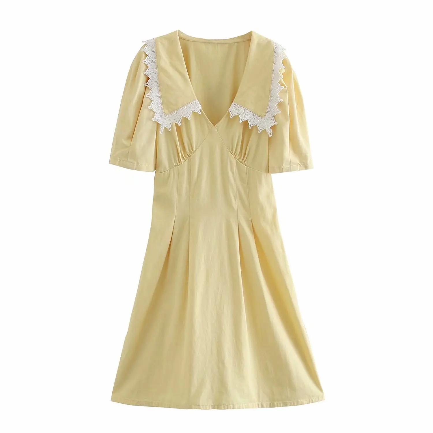 

Women Summer Dresses Casual Party Solid Ladies Retro V-neck Lantern Sleeve Tunic Beach Holiday Sundress AE548