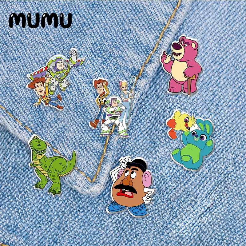 2021 New Toy Story Lapel Pin Woody Buzz Lightyear Acrylic Brooches Handmade Epoxy Jewelry Shirt Bag Badge