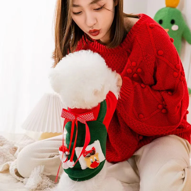 

2022Christmas Pet Cat Clothes Small Dogs Cats Santa Costume Sweater Coat Kitten Puppy Outfit Hoodie Winter Warm Pet Dog Clothes