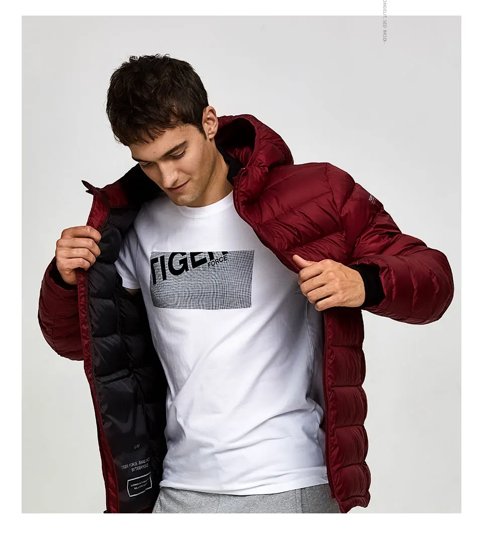 Tiger Force, мужские зимние куртки, дутые куртки, Мужская парка, зимние пальто с капюшоном, теплая спортивная зимняя куртка с капюшоном, верхняя одежда