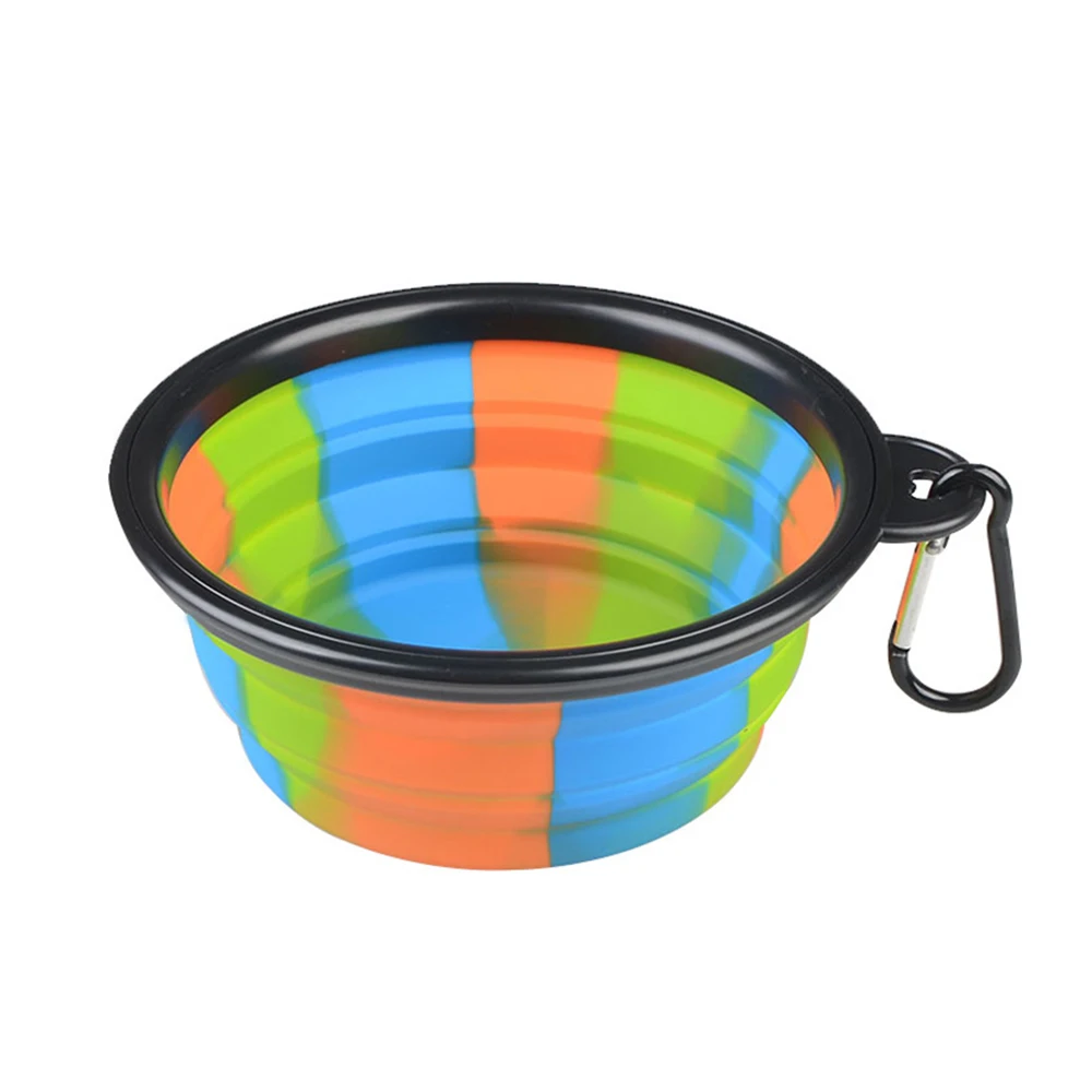 

New Collapsible foldable silicone dog bowl candy color outdoor travel portable puppy doogie food container feeder dish