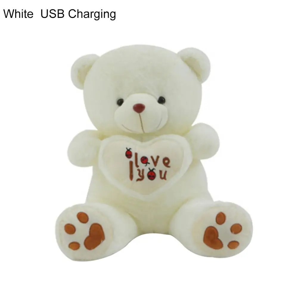 White USB Charging 3D USB светодиодный светящиеся плюшевые игрушки Bluetooth Музыка Любовь Сердце Медведь светильник плюшевая кукла игрушка подушка ребенок прекрасный медведь держать любовь сердце - Цвет: White USB Charging