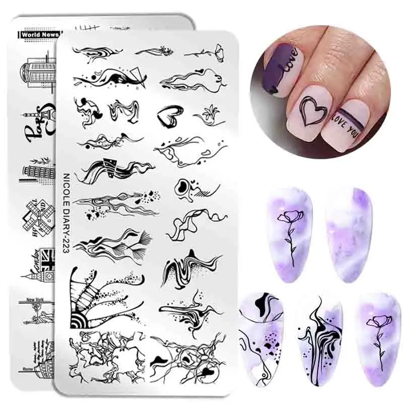 Николь дневник дельфины Лось пластины для штамповки ногтей Животные с рисунком