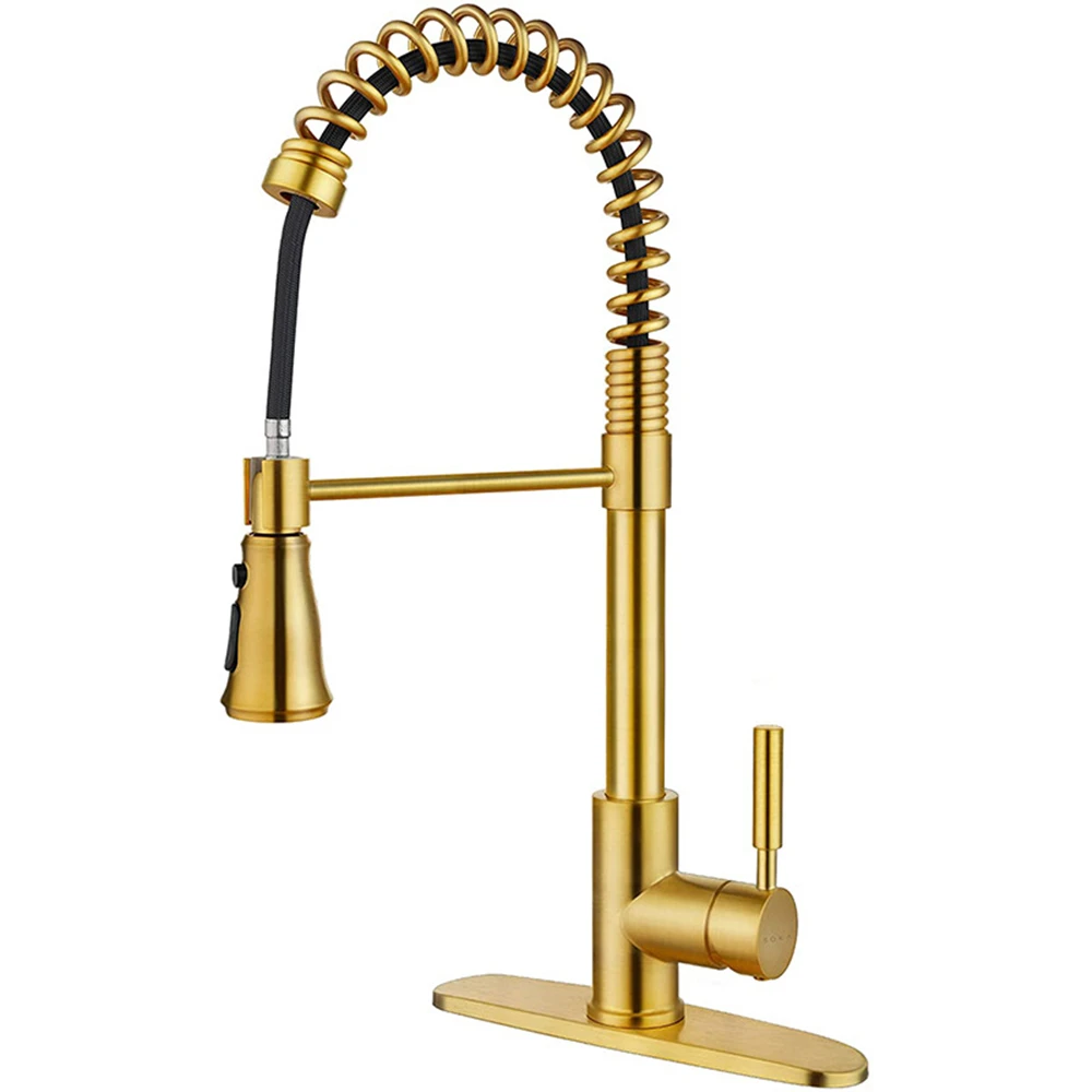 Черный кухонный кран из матового никеля выдвижной излив и смеситель для кухонной