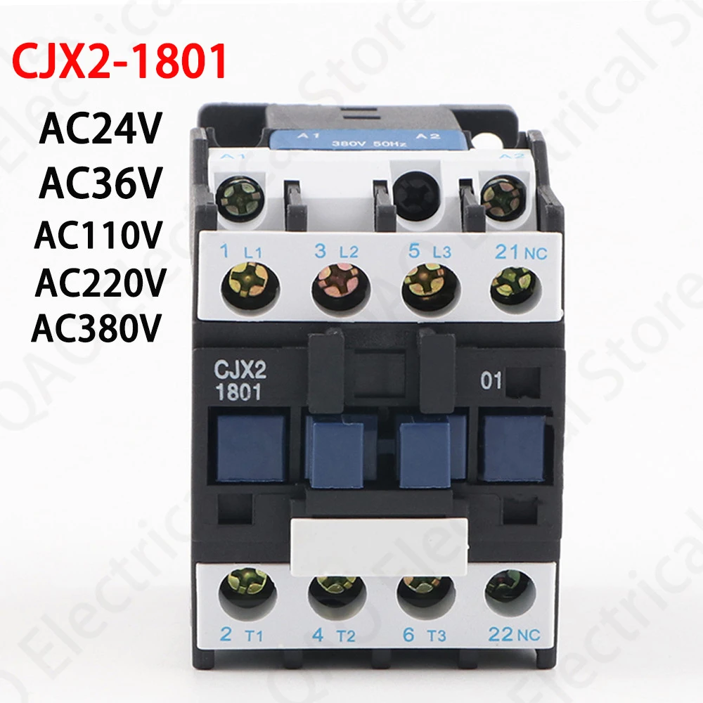 AC 220V контактор CJX2 1801 24VAC 1 фаза 380VAC 3 фазы|Замыкатели| |