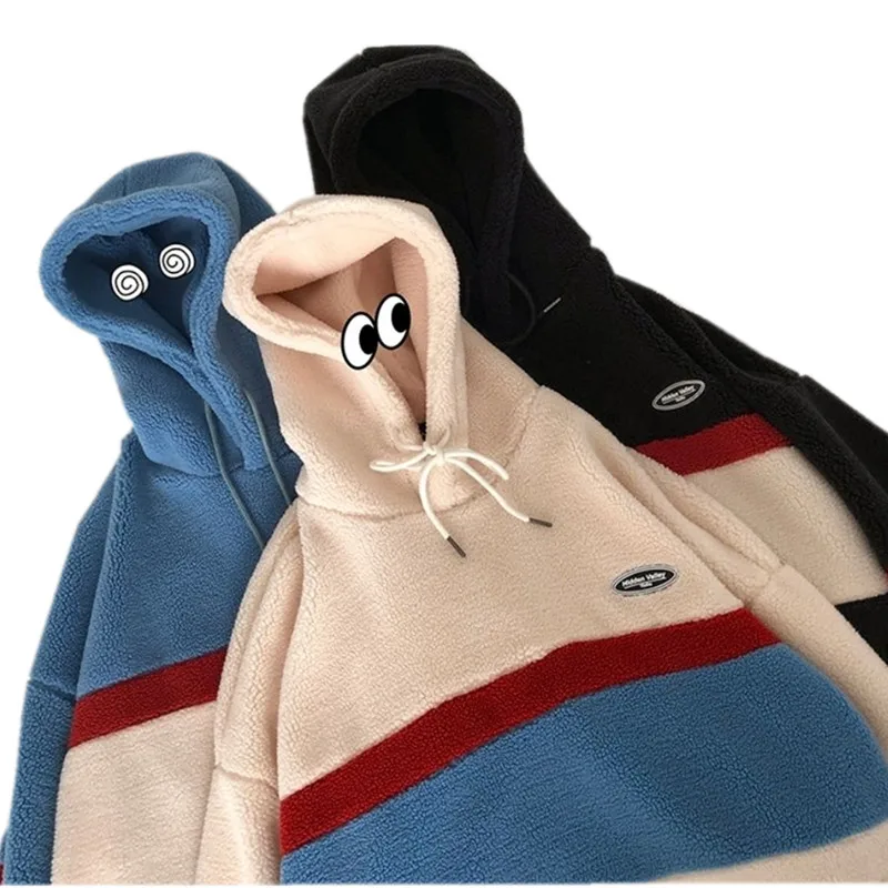 Толстовка мужская флисовая в полоску хипстерский стиль свободная повседневная