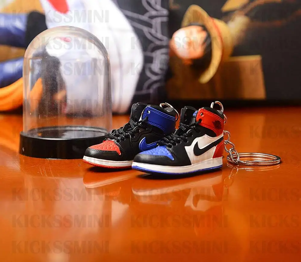 a pair w metal ring Дропшиппинг aj1 Chicago «не для перепродажи Красный» брелок в виде кроссовка Air Jordan 1 3D мини-кроссовки, запатентованный спортивный обувной брелок с кроссовком - Цвет: a pair w metal ring