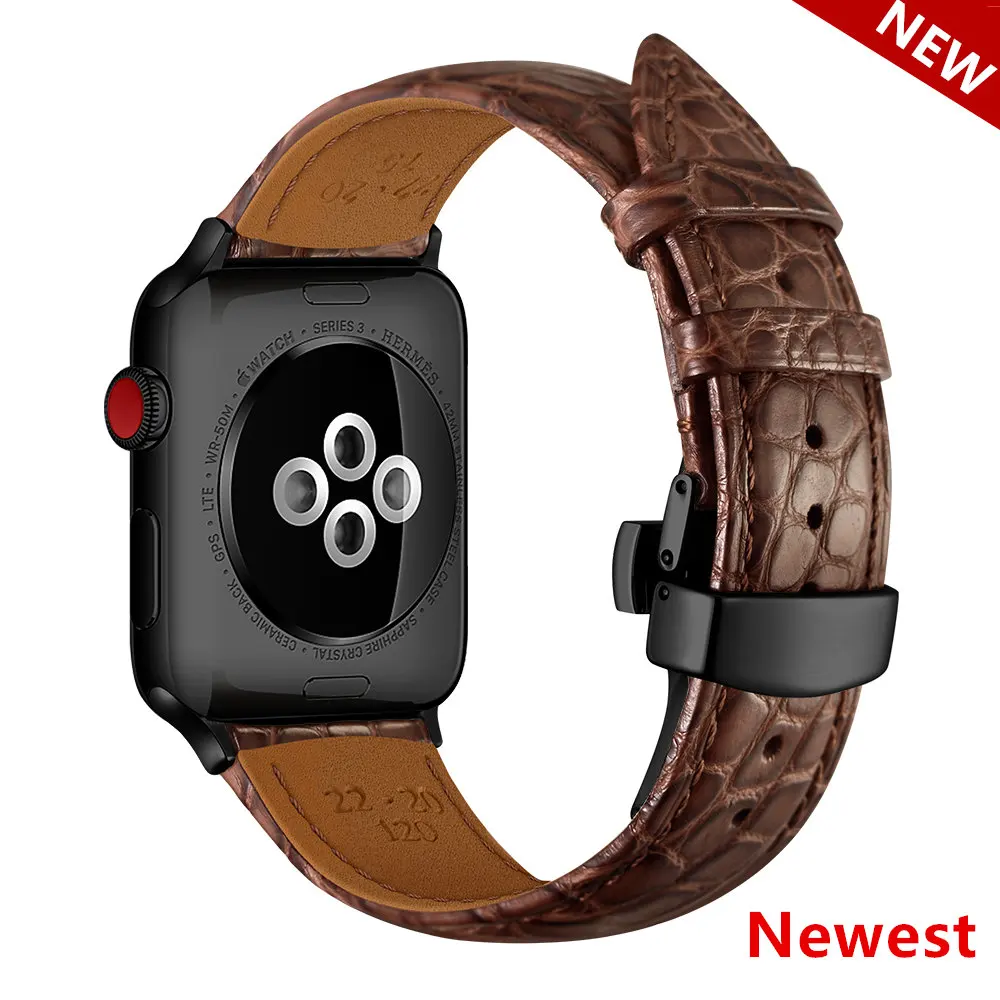 

France alligator leather strap for Apple watch band 42mm 38mm Luxury watchband bracelet iWatch series 3 4 5 se 6 band 44mm 40mm