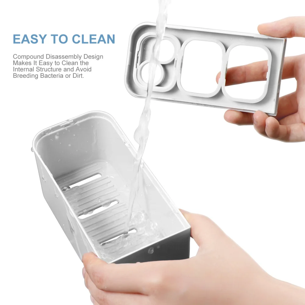 

TOPBATHY 1PC Multifunctional Toothbrush Holder Wall Mounted Drilling Storage Organizer for Bathroom Home