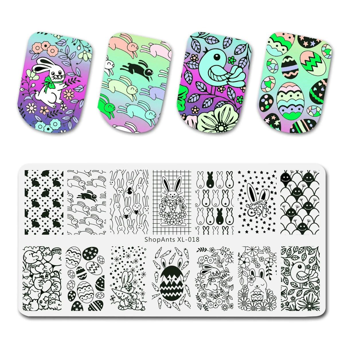 Пасхальная штамповочная пластина для дизайна ногтей милый Пасхальный кролик
