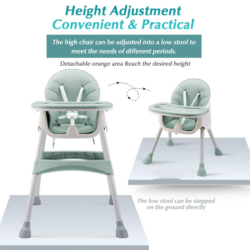 Infant Shining Kids Highchair Feeding Dining Chair Double Tables Macaron Multi-function Height-adjust Portable with Storage Bag | Мать и