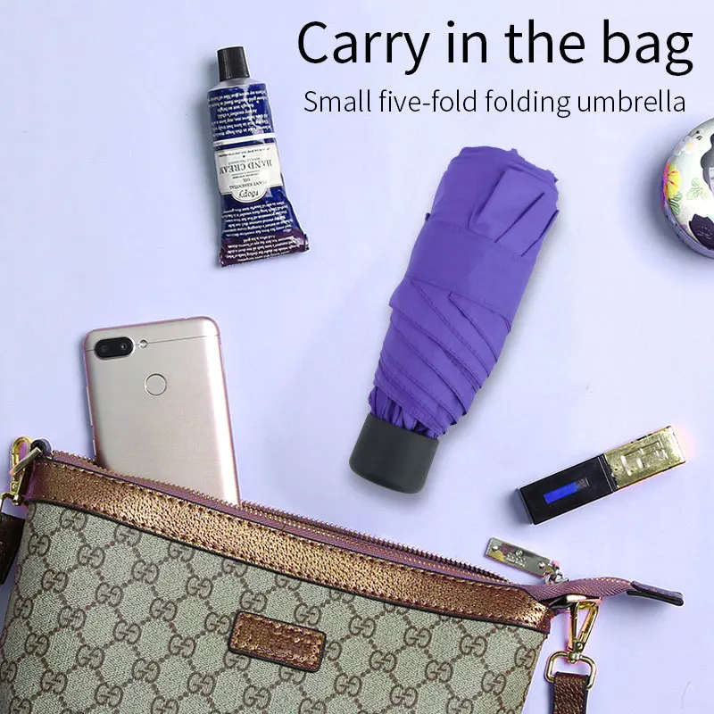 

180g Mini Fashion Pocket Ladies Ultra Light Portable Travel UV Protection 5 Folding Sunshade Men's Outdoor Umbrella