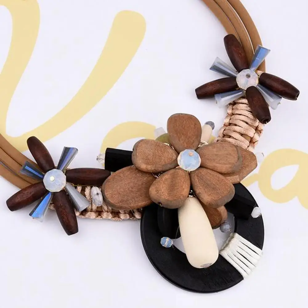

DiLiCa Fashion Statement Necklace for Women Wood Flower Maxi Bib Necklaces Chokers Ethnic Bohemian Jewelry