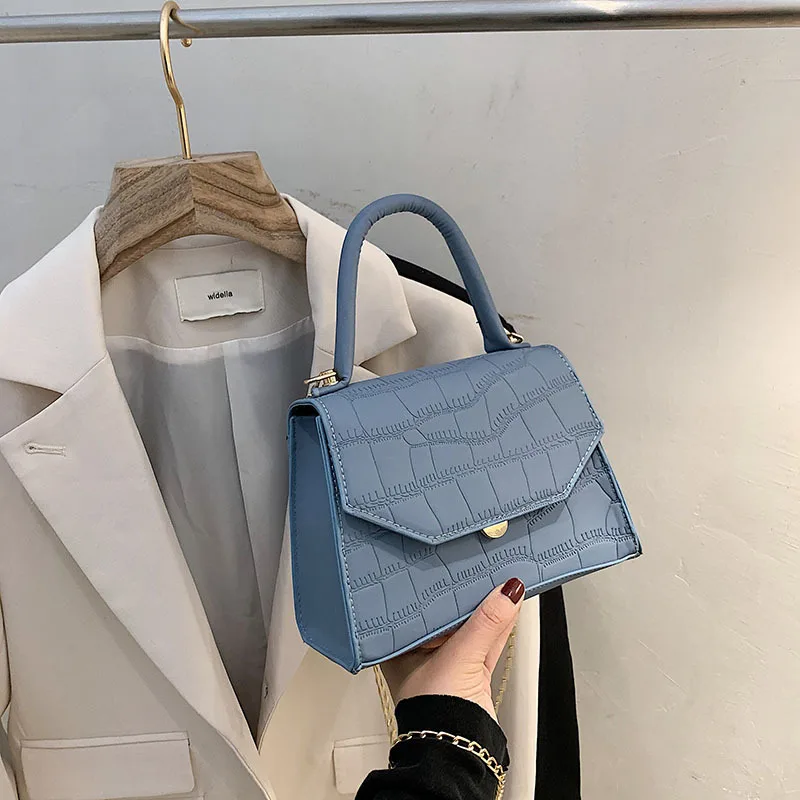 

2021 Spring Summer New Style Fashion Vintage Commuting Stone Pattern PU Women Handbags Metal Shoulder Strap Messenger Bags