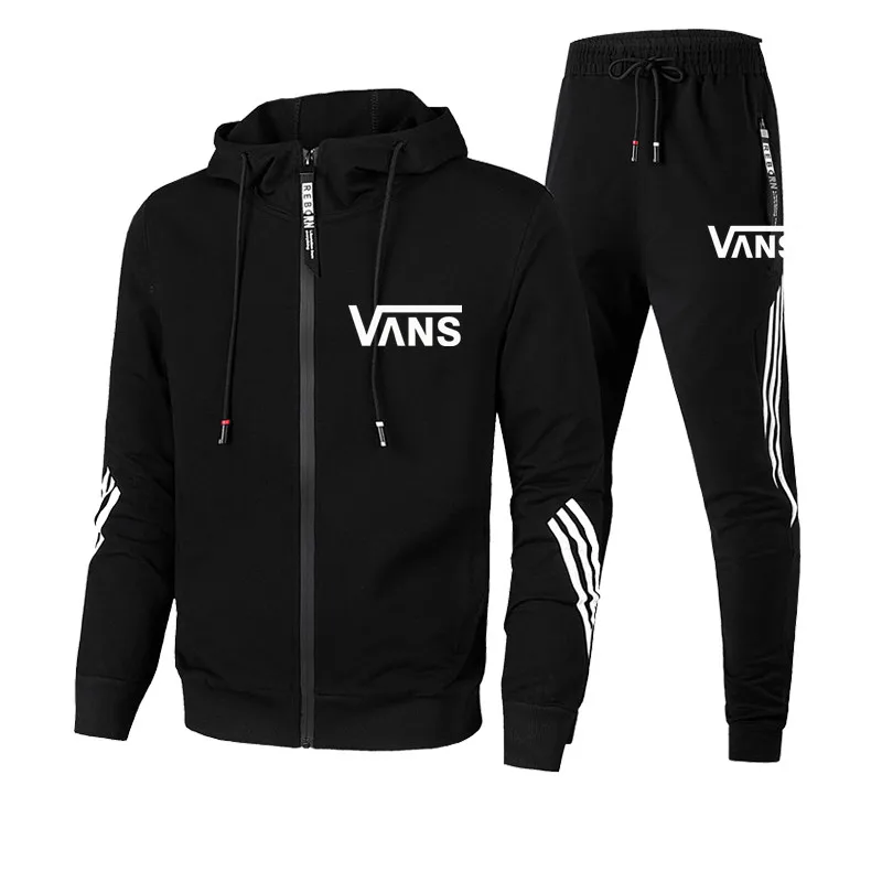 

2021 New Spring And Autumn Men's Sports Shirt Zipper Hoodie + Pants Two Pieces Of Casual Sportswear Men's Sportswear Gym Brand
