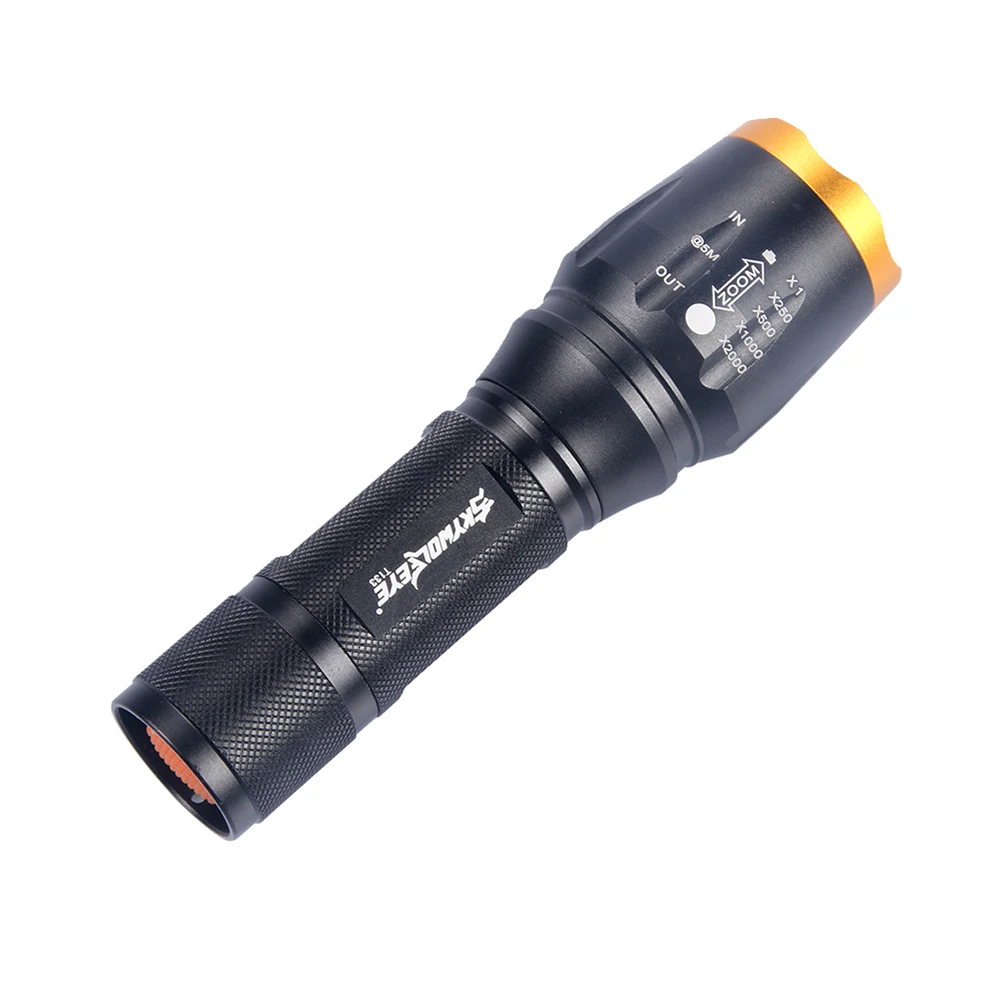 Портативный черный фонарь онарик со встроенным аккумулятором 1*18650/3 * AAA для