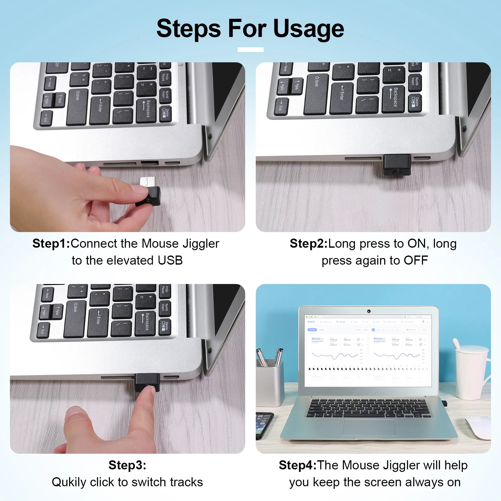 Мини мышь jigler USB Mover Plug and Play поддерживает множество треков имитирует движение