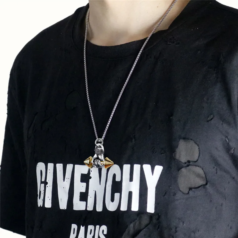 Кулон в стиле хип-хоп длинная цепочка ретро кулак кулон форме гири из нержавеющей