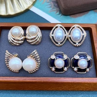 retro style earrings stud geometry imitation pearls vintage accessories femme girls gift