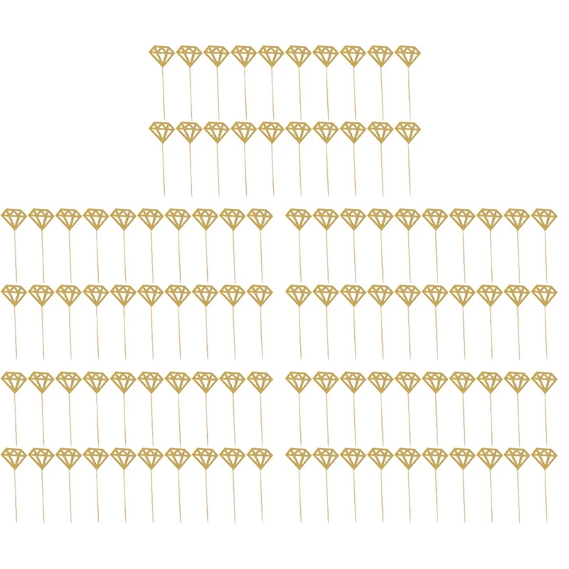 

100 штук блестящей бумаги, Золотое алмазное украшение для торта, украшение для торта, праздничная церемония, вставка для кекса, знак