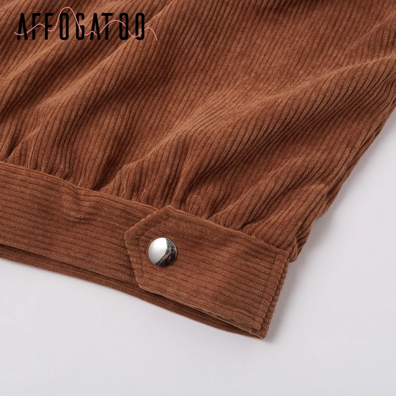 Afogaboo винтажные вельветовые куртки с длинными рукавами и пуговицами женские