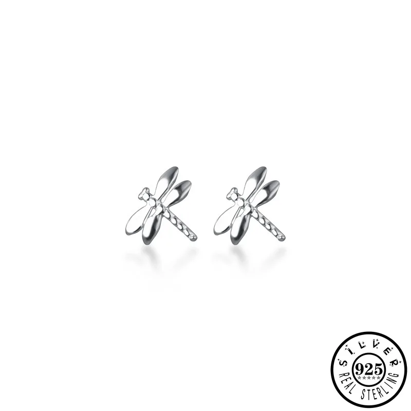

925 Sterling Silver Small Dragonfly Shape Ear Studs Earrings Cute Earings Jewelry for Women Girls