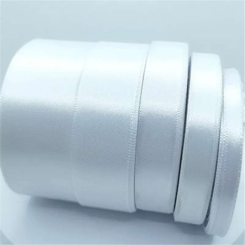 25Yards/Roll 6mm 10mm 15mm 20mm 25mm 40mm 50mm White Satin Ribbons Christmas Wedding Party Decoration Gift Wrapping Ribbons