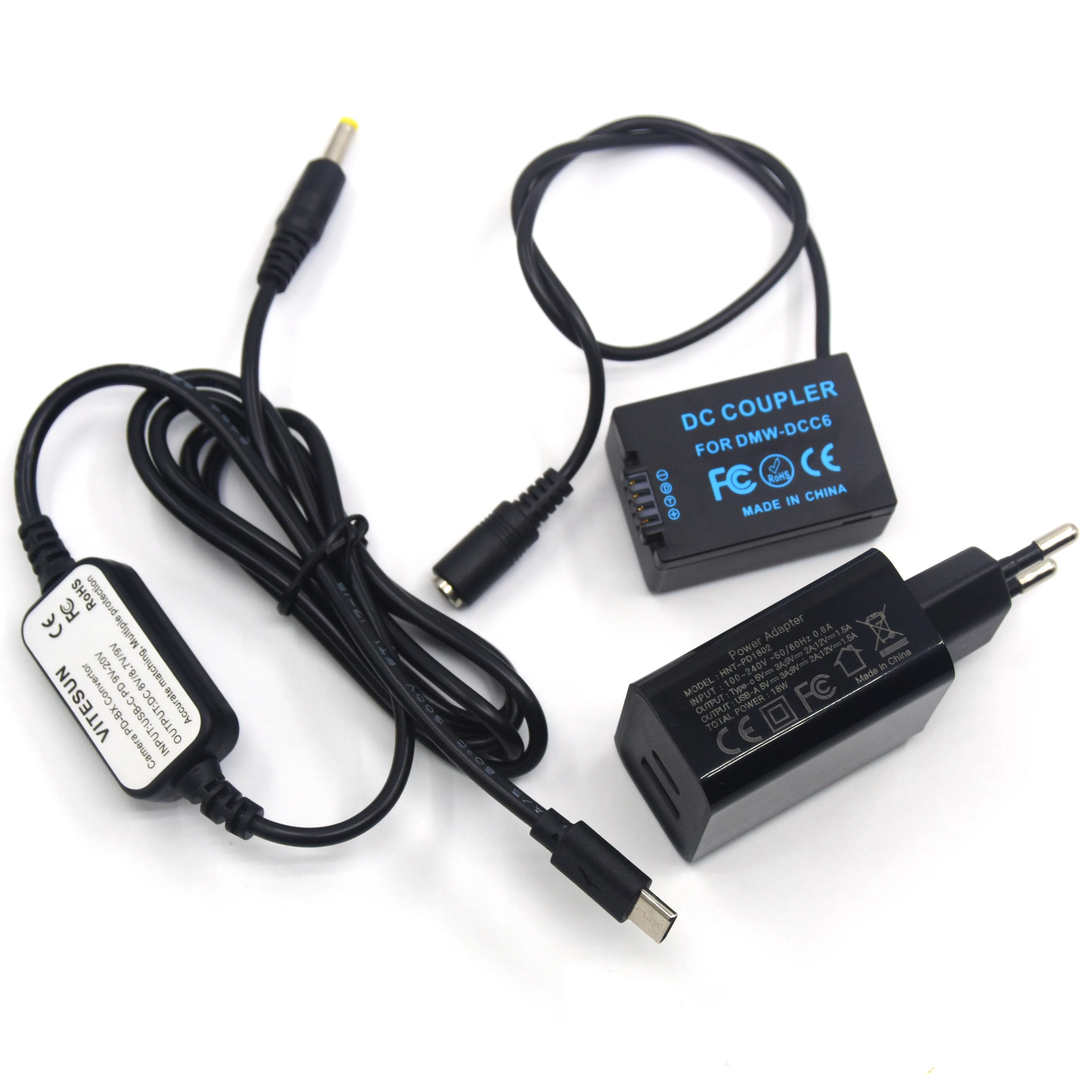 Внешний аккумулятор USB Type-C кабель AC8 + DMW-BMB9 BMB9E DCC6 DC муфта PD зарядное устройство для