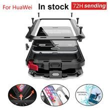 Heavy Duty Protection armor Metal Aluminum phone Case + Tempered Glass for HuaWei Mate 20 pro P30 pro Shockproof Dustproof Cover