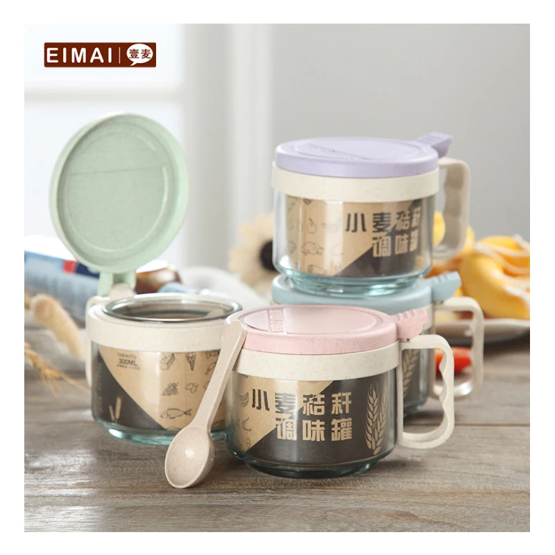 Пшеничная соломенная стеклянная флакон для приправ дома коробка приправа