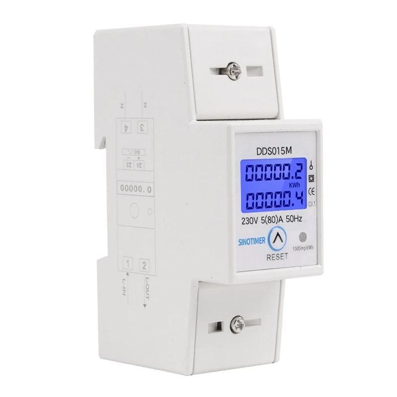 

M4YC DDS015M 230V Power Watt Meter w Reset Voltage Ampere Electric Consumption 5(80A)