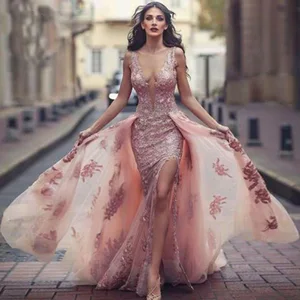 Unique Luxury Arabic Mermaid Sleeveless Wedding Dresses for Bride Sexy High Thigh Split Bridal Wedding Gowns Lace Appliqued Unique Luxury Arabic Mermaid Sleeveless Wedding Dresses for Bride Sexy High Thigh Split Bridal Wedding Gowns Lace Appliqued