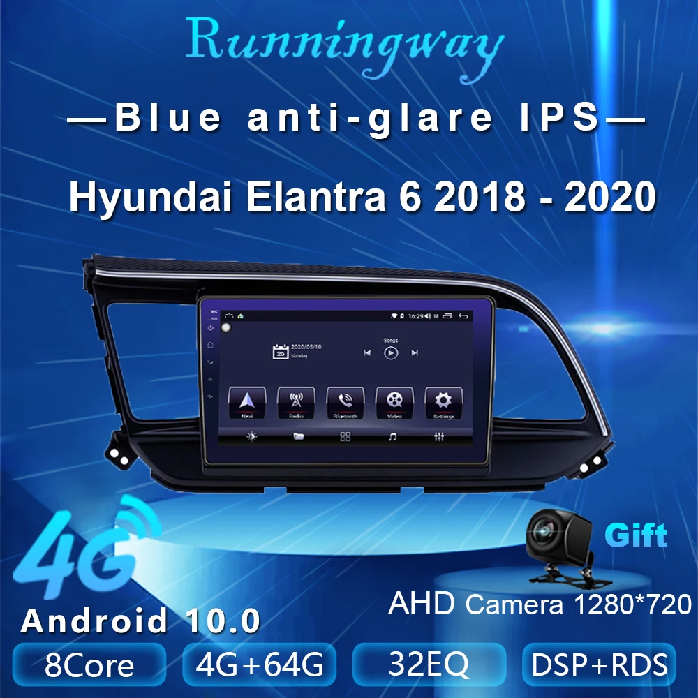 Runningway автомобильный Радио мультимедийный видео плеер для Hyundai Elantra 6 2015 2016 -2018 4G + 64G