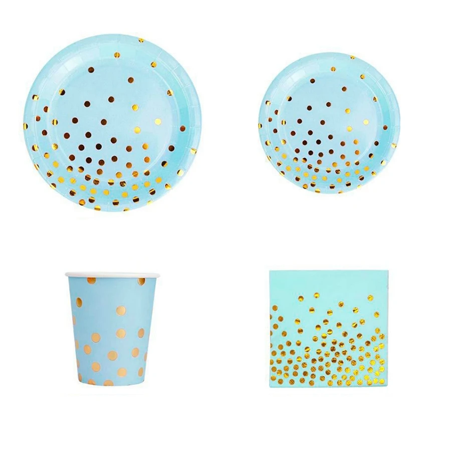 32 шт Горячая штамповка одноразовый набор посуды тарелка/салфетка/чашка для