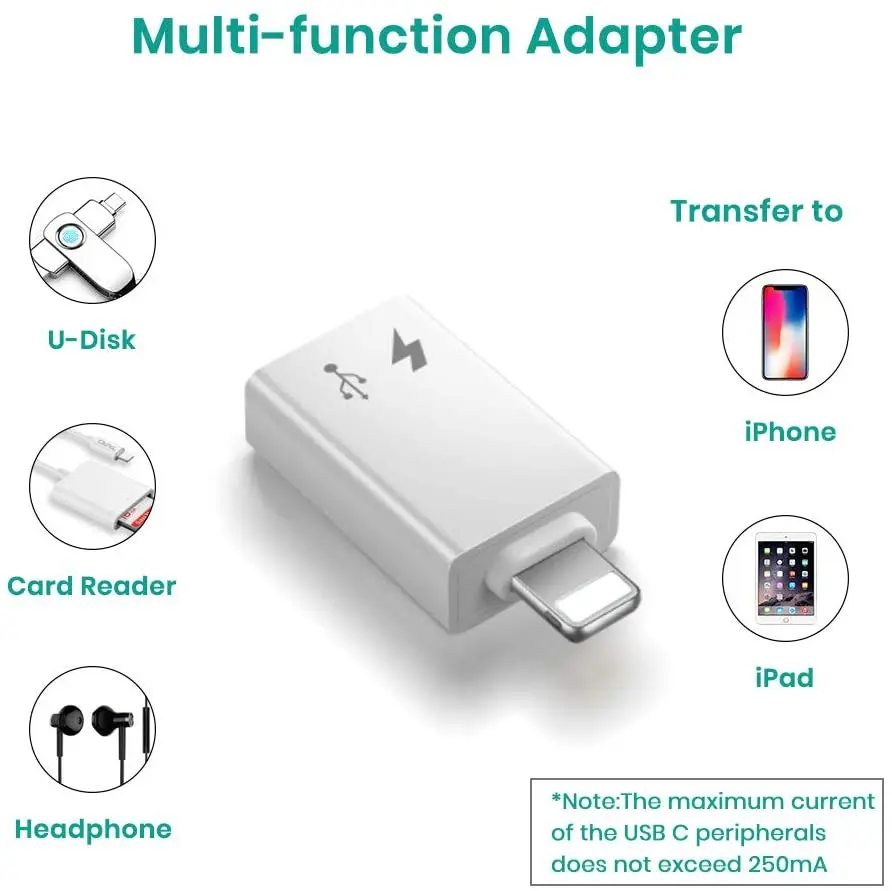 Адаптер для iOS и USB C Type (Female) (Male) адаптер OTG совместимые устройства Поддержка