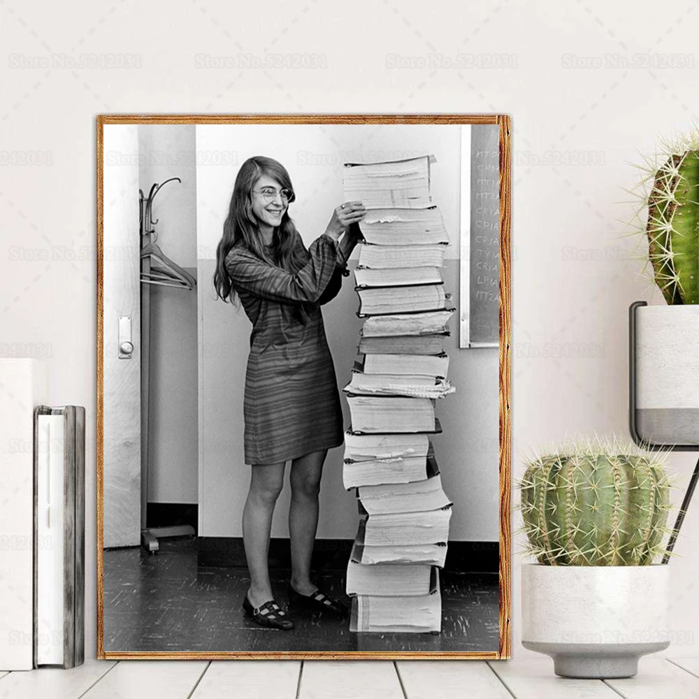 Постер с исходным кодом Маргарит Гамильтон Аполлон 11 Луна Посадка программное