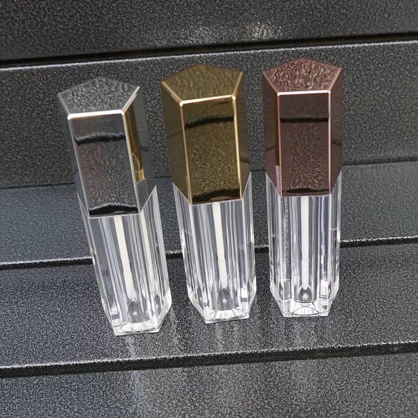 

5ML Rose Gold Cap Lipgloss Tubes Empty Silver Lid Lip Glaze Lip Gloss Packing Clear Bottle Cosmetic Concealer Containers