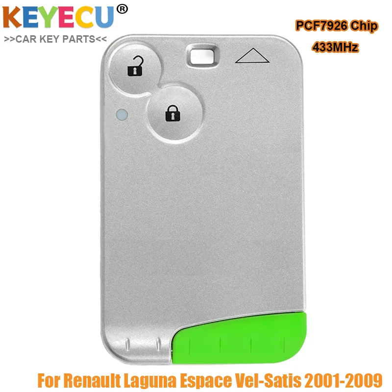 Пульт дистанционного управления KEYECU с 2 кнопками чип PCF7926 433 МГц подходит для Renault