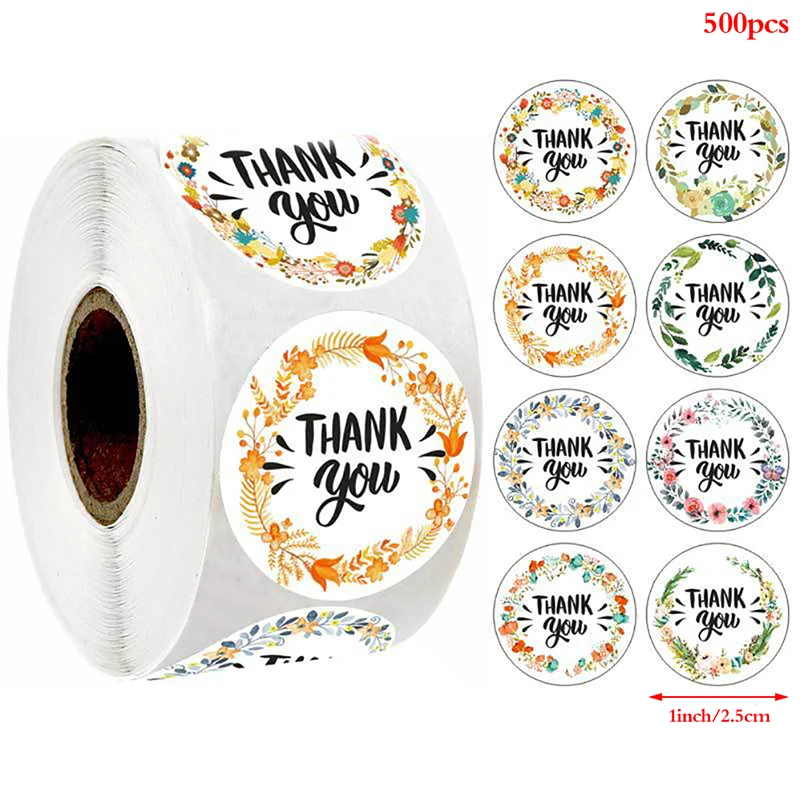

500pcs Stickers Roll Gift Scrapbooking Sealing Stickers Thank You Letter Labels Kids Sticker Toys