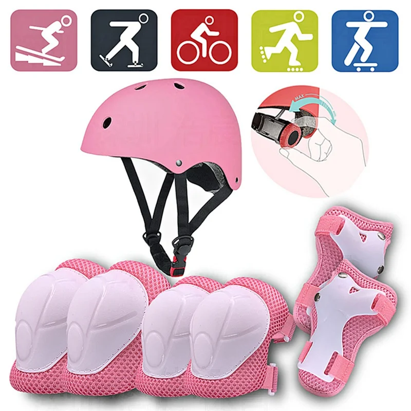 

Детский защитный шлем для мальчиков и девочек, комплект налокотников для езды на велосипеде, коньков, 7 шт./компл.
