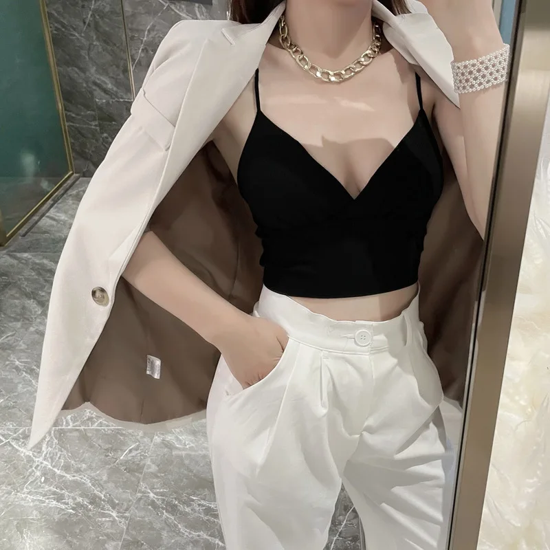 Топ женский из чистого хлопка с треугольными чашками и V-образным вырезом |