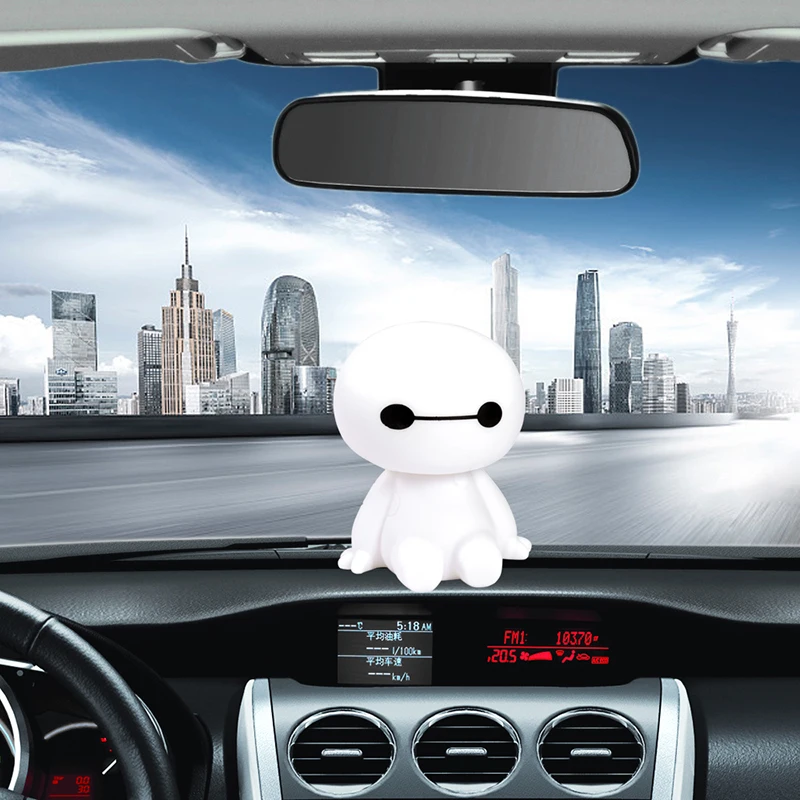 Мультипликационный пластиковый робот Baymax с качающейся головой, Автомобильные украшения, автомобильные интерьерные украшения, большие куклы героев, игрушки, орнамент, аксессуары