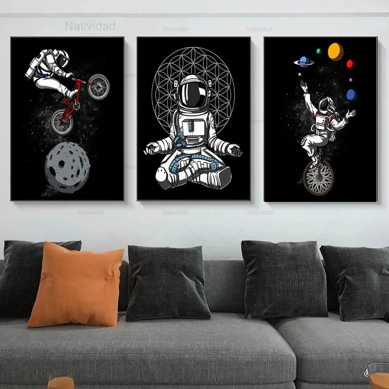 

Funny Canvas Paintings Space Astronaut Planet Nordic Modern Posters and Prints Wall Art Pictures Living Room Home Decoration