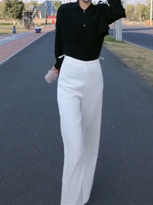 

A267-Summer trendy one button skinny pants wide leg pants